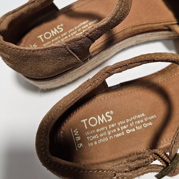 Brand New Toms Espadrille Suede Platform Sandals - Picture 6 of 6